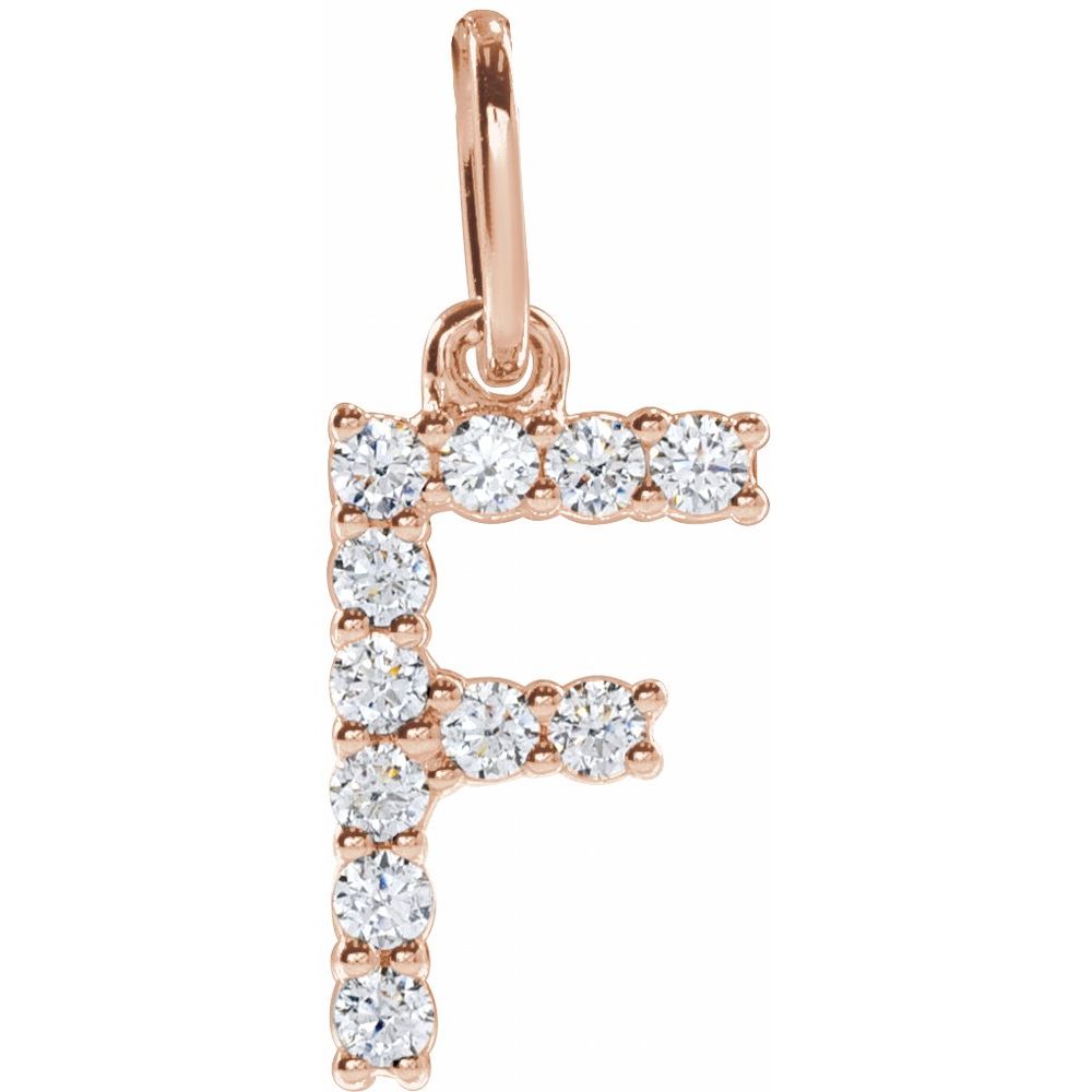 14K Rose 1/6 CTW Lab-Grown Diamond Initial F Pendant