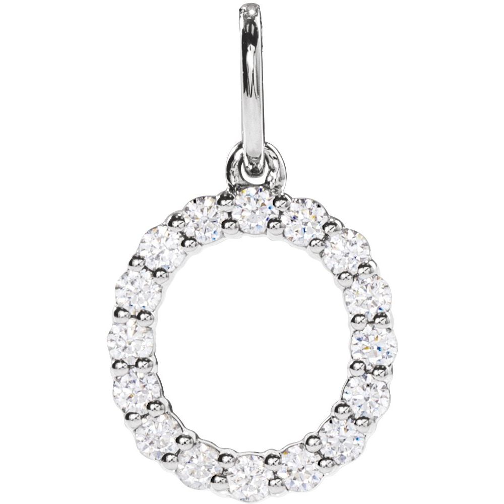 14K White 1/4 CTW Lab-Grown Diamond Initial O Pendant