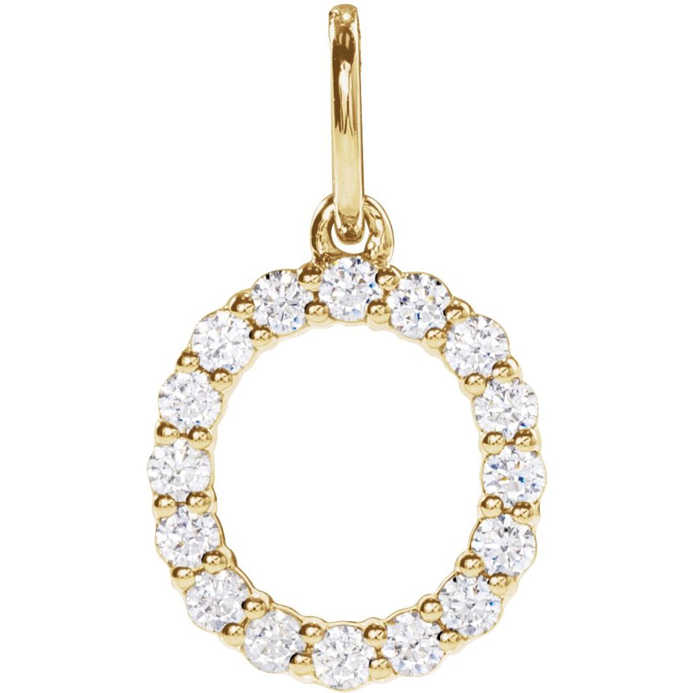 14K Yellow 1/4 CTW Lab-Grown Diamond Initial O Pendant