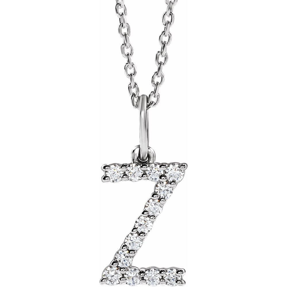 14K White 1/5 CTW Lab-Grown Diamond Initial Z 16-18" Necklace