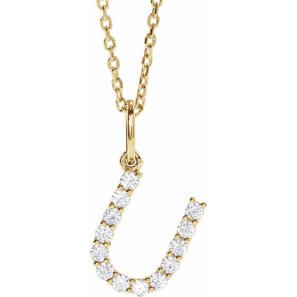 14K Yellow 1/5 CTW Lab-Grown Diamond Initial U 16-18" Necklace