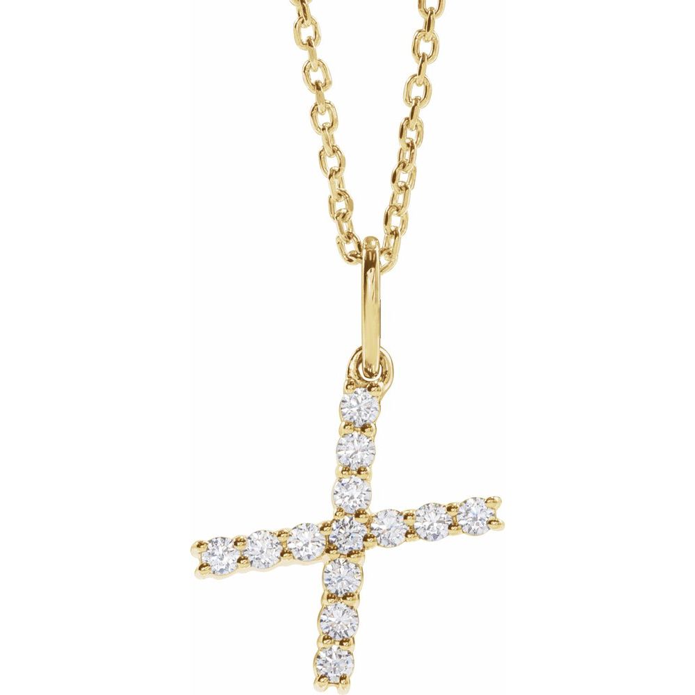 14K Yellow 1/5 CTW Lab-Grown Diamond Initial X 16-18" Necklace