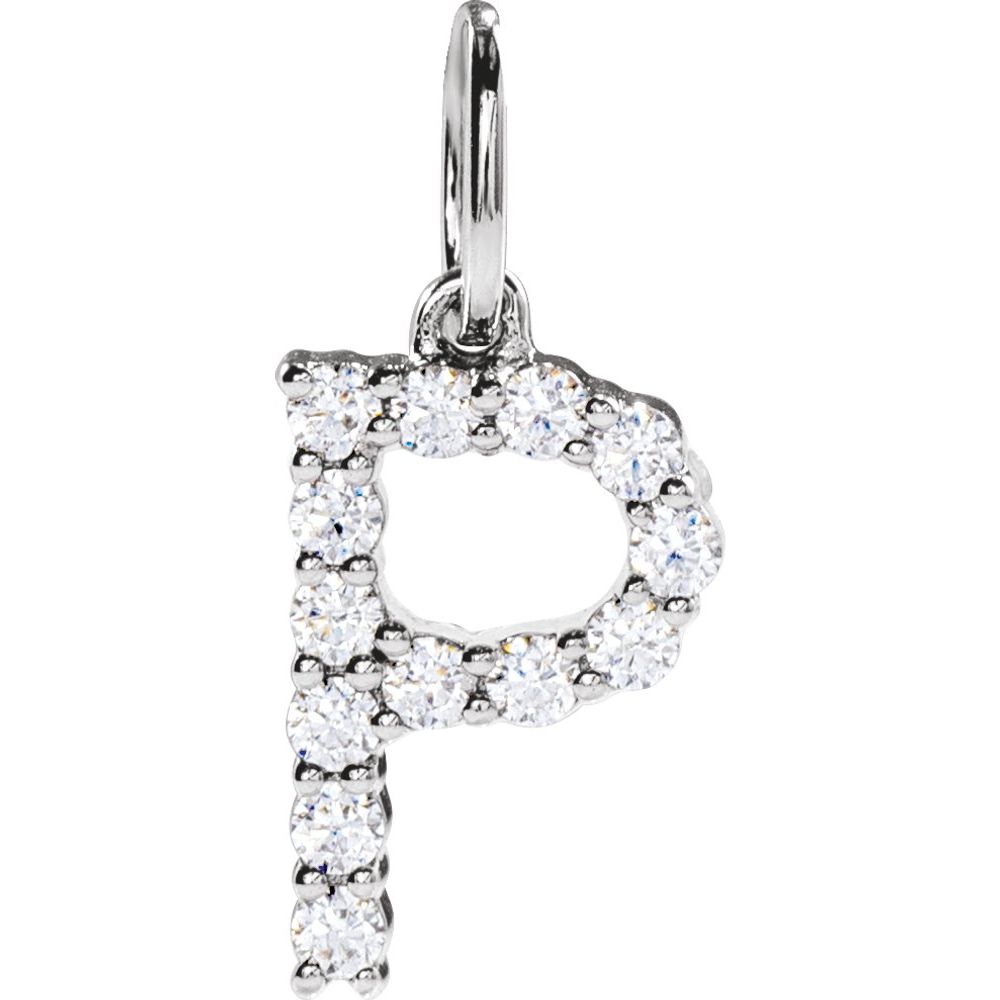 14K White 1/5 CTW Lab-Grown Diamond Initial P Pendant