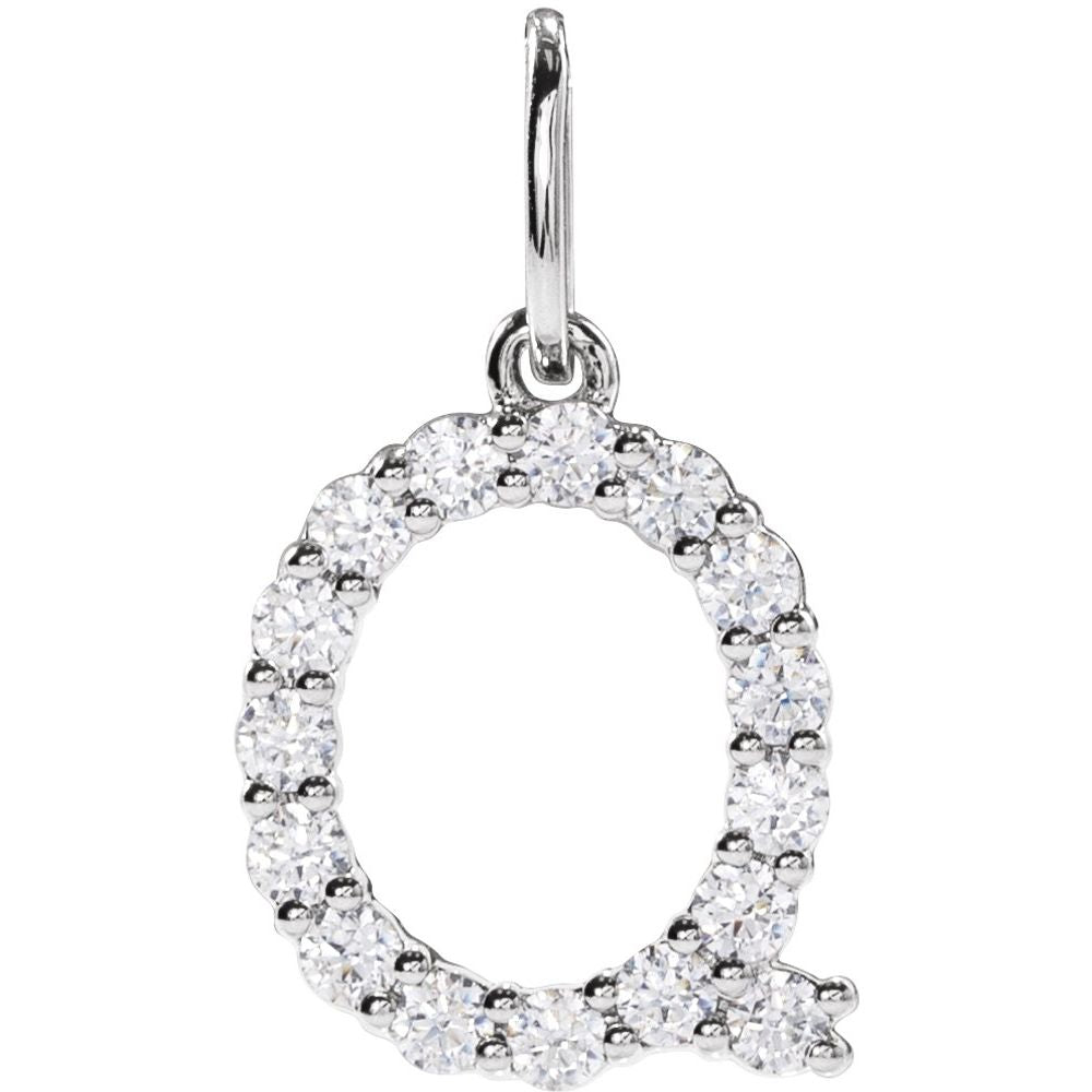 14K White 1/4 CTW Lab-Grown Diamond Initial Q Pendant