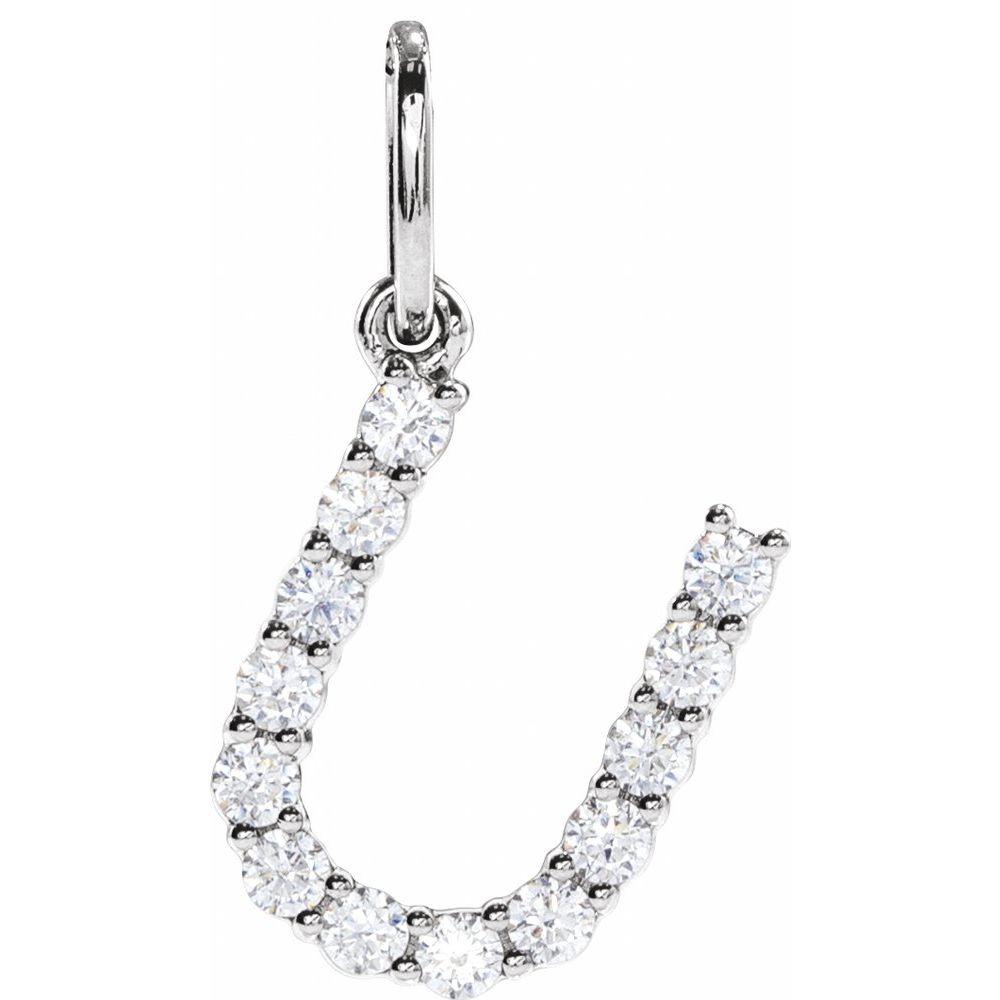 14K White 1/5 CTW Lab-Grown Diamond Initial U Pendant