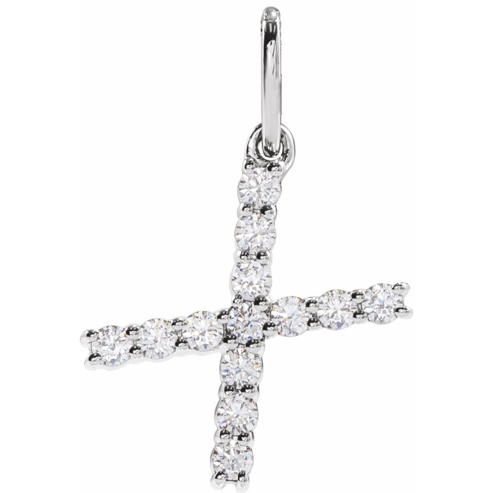 14K White 1/5 CTW Lab-Grown Diamond Initial X Pendant