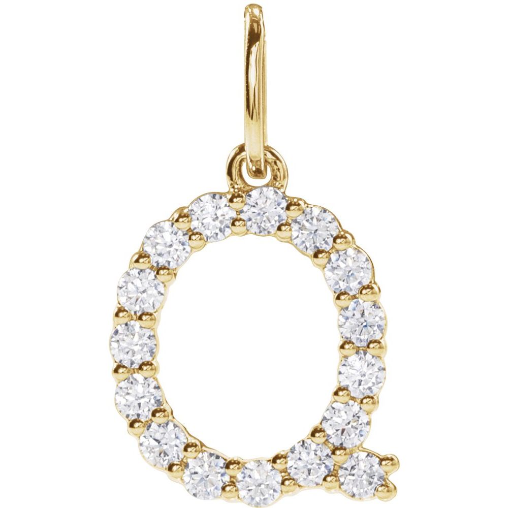 14K Yellow 1/4 CTW Lab-Grown Diamond Initial Q Pendant