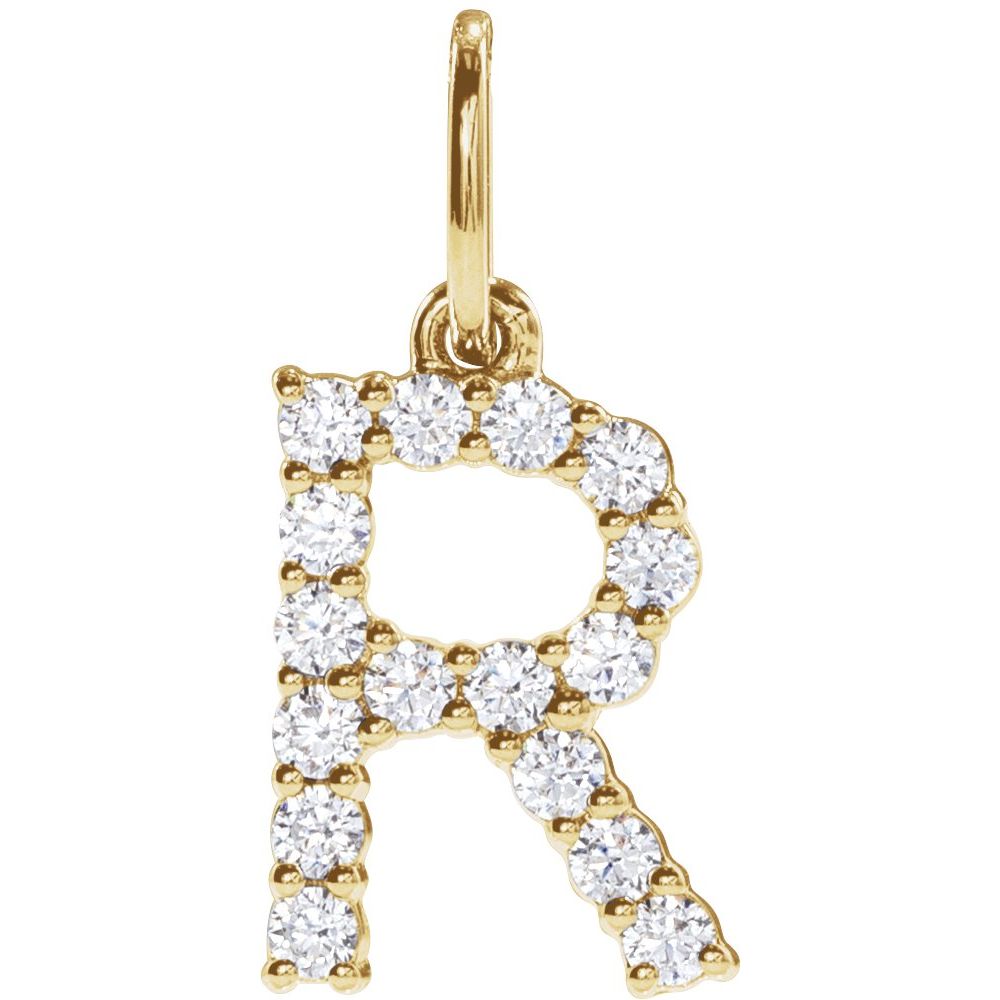 14K Yellow 1/4 CTW Lab-Grown Diamond Initial R Pendant