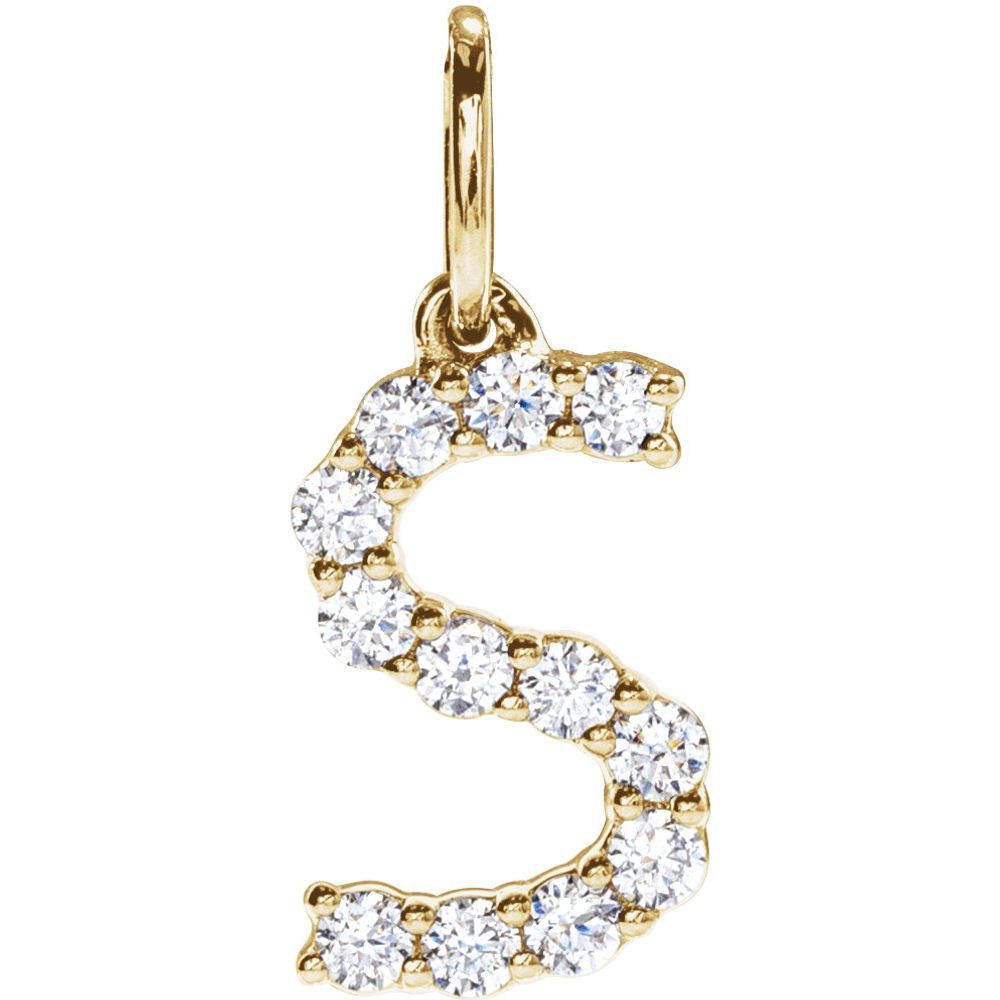 14K Yellow 1/5 CTW Lab-Grown Diamond Initial S Pendant