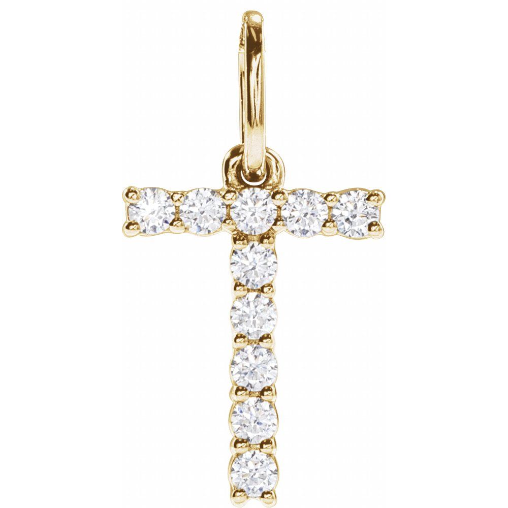 14K Yellow 1/6 CTW Lab-Grown Diamond Initial T Pendant