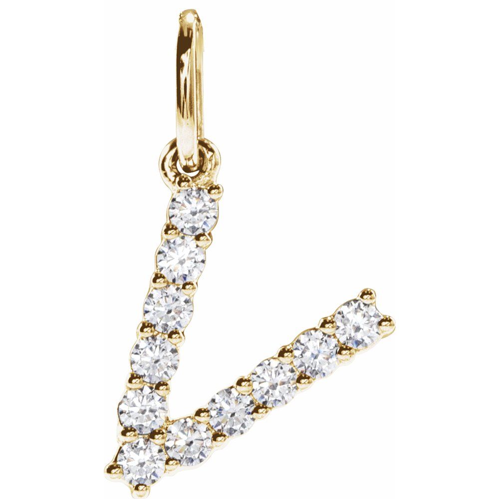 14K Yellow 1/5 CTW Lab-Grown Diamond Initial V Pendant