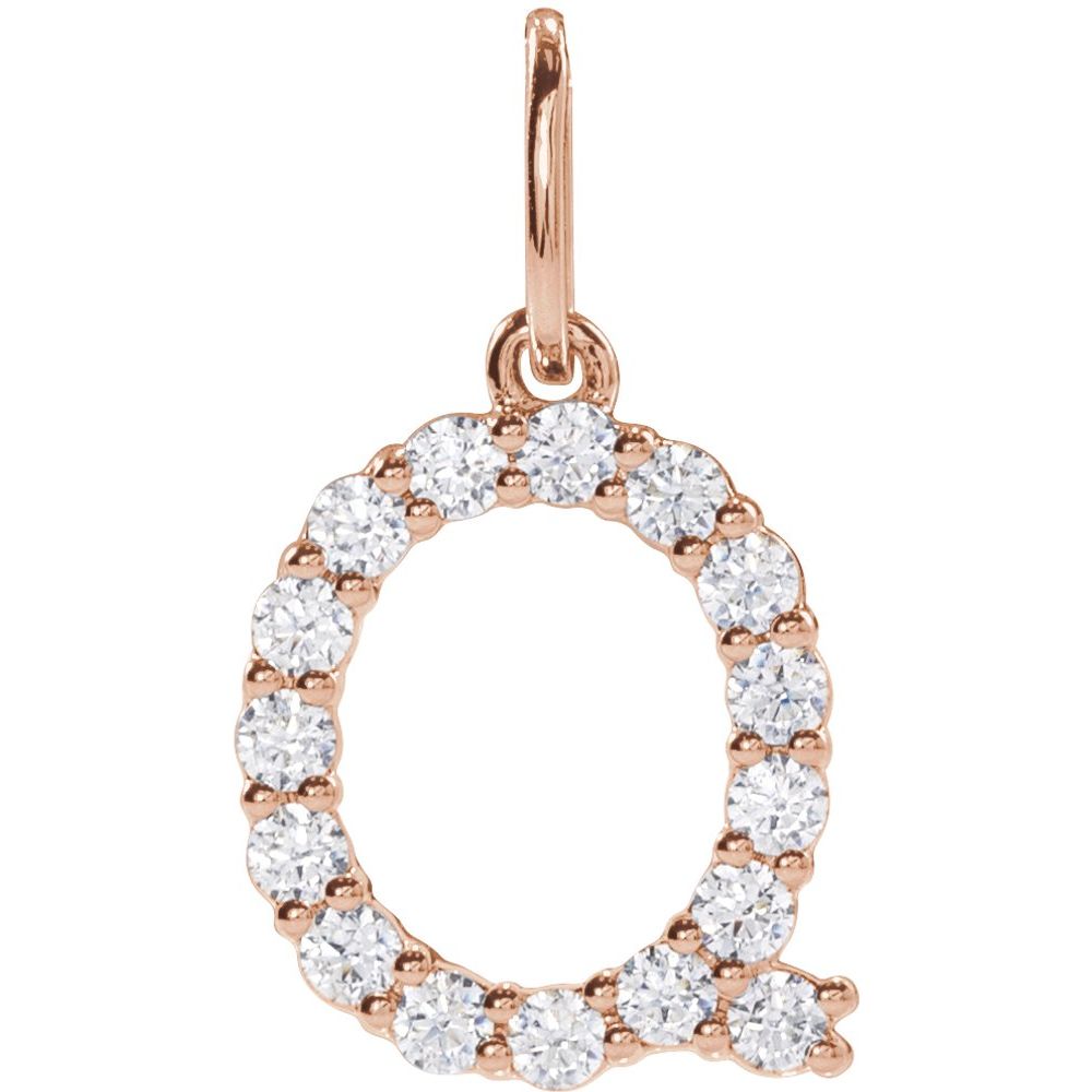 14K Rose 1/4 CTW Lab-Grown Diamond Initial Q Pendant