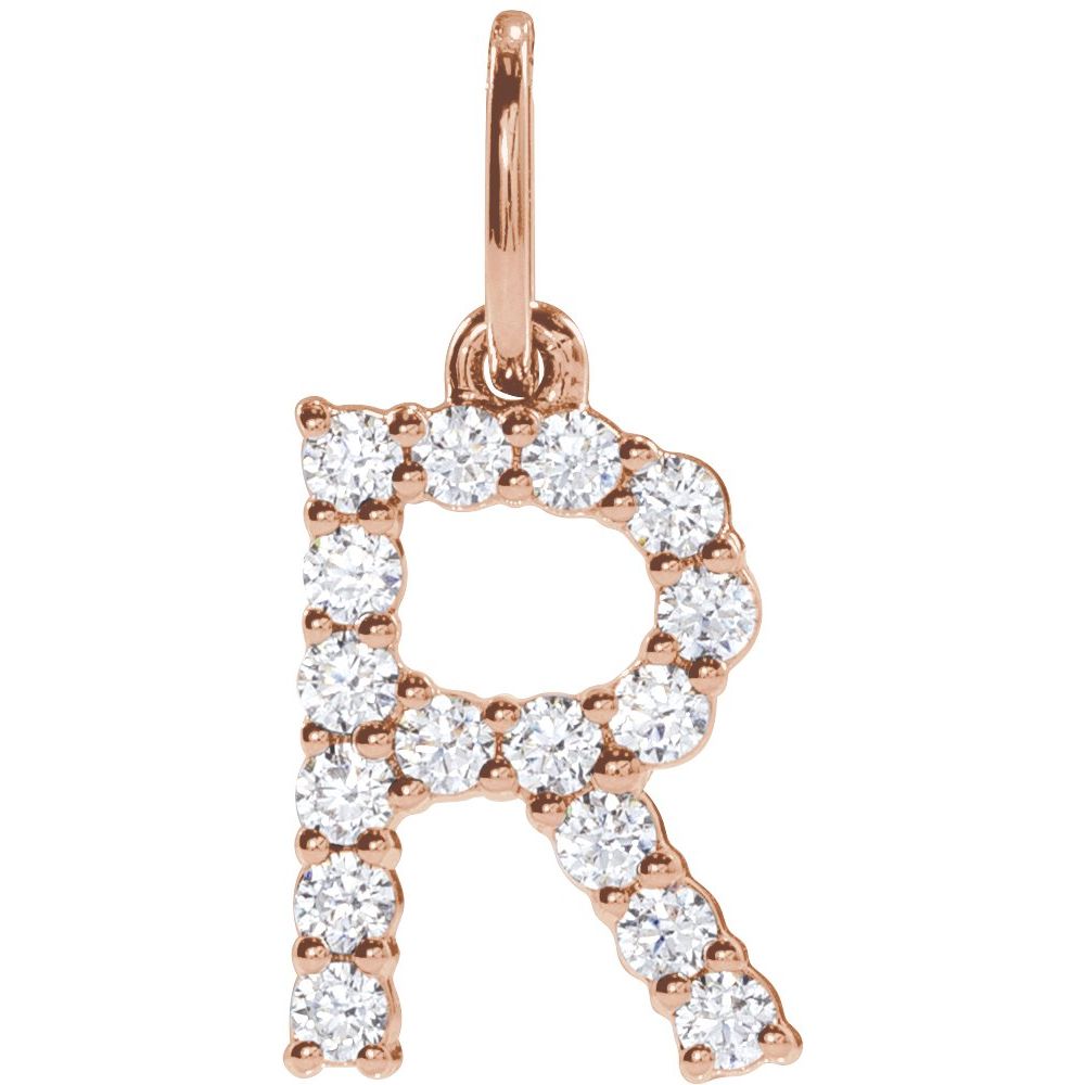 14K Rose 1/4 CTW Lab-Grown Diamond Initial R Pendant