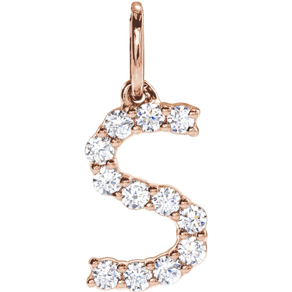 14K Rose 1/5 CTW Lab-Grown Diamond Initial S Pendant