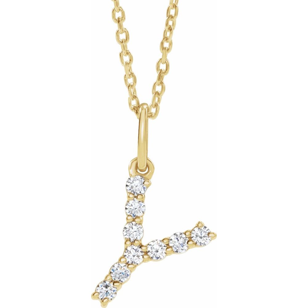 14K Yellow 1/6 CTW Lab-Grown Diamond Initial Y 16-18" Necklace