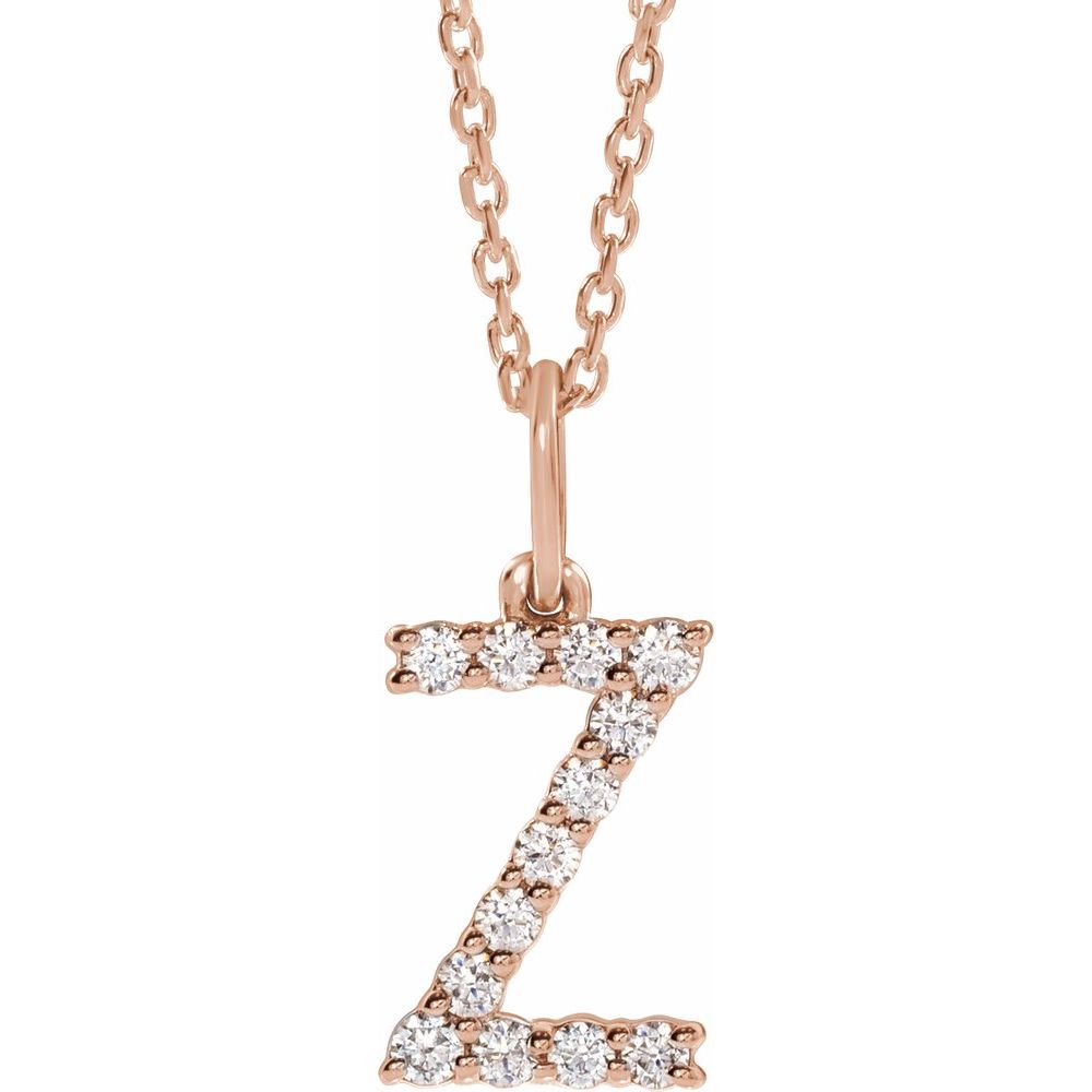 14K Rose 1/5 CTW Lab-Grown Diamond Initial Z 16-18" Necklace