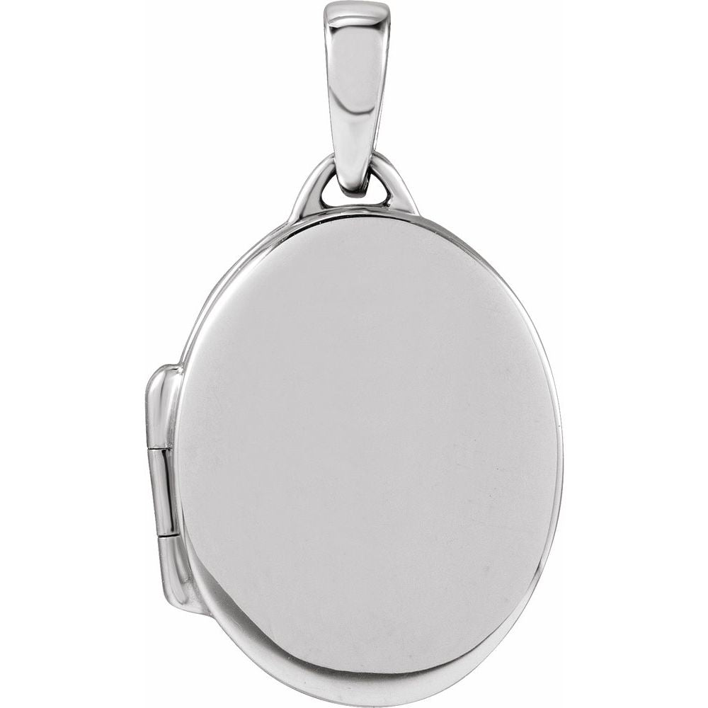 14K White Engravable Oval Locket