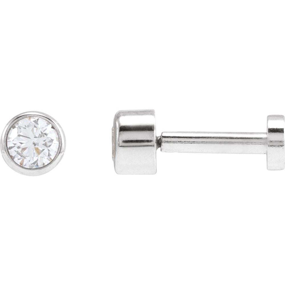 14K White .06 CT Natural Diamond Earring