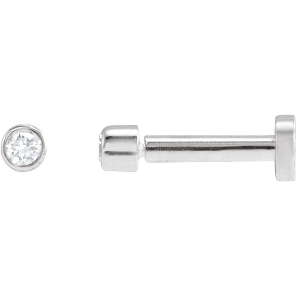 14K White .015 CT Natural Diamond Earring