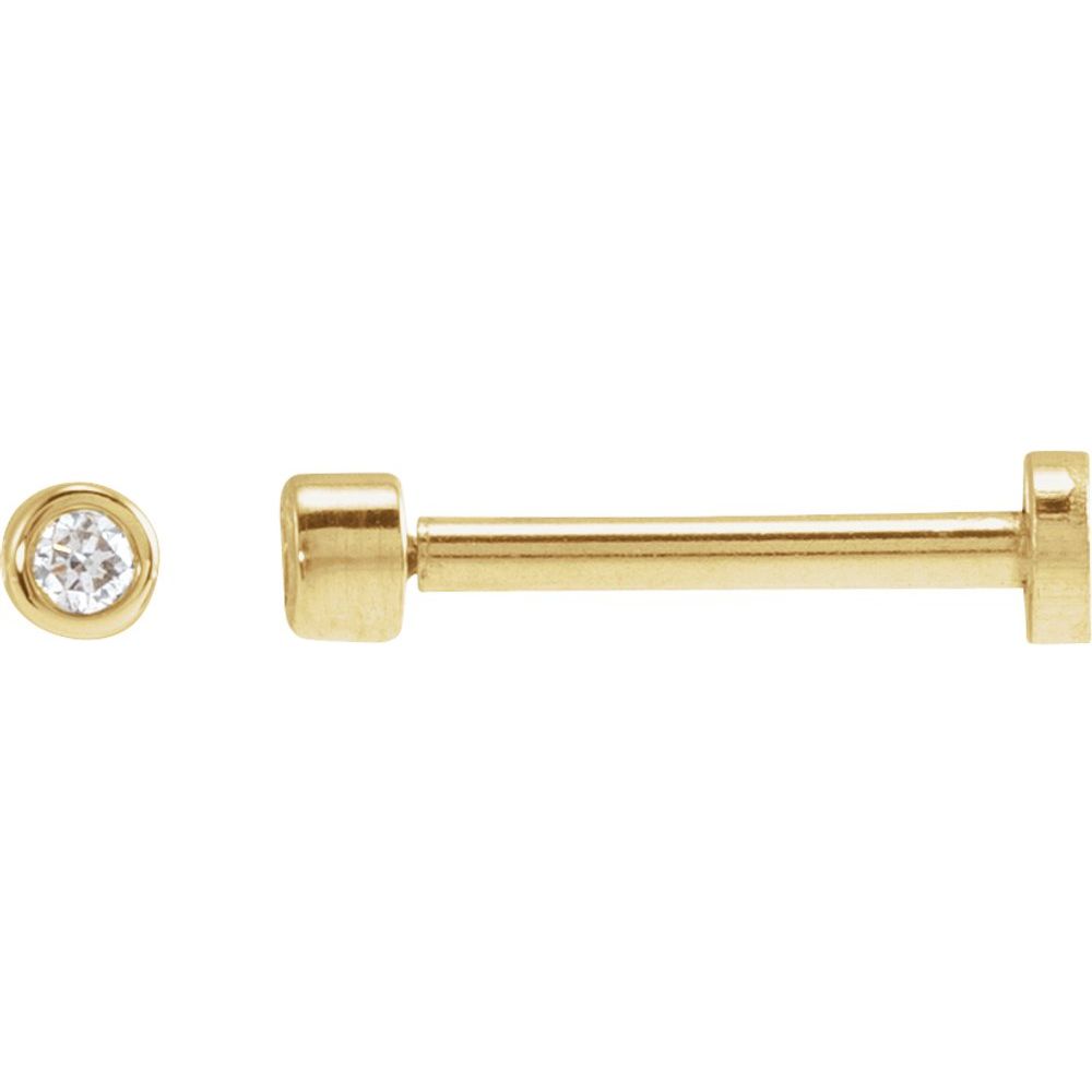 14K Yellow .015 CT Natural Diamond Earring