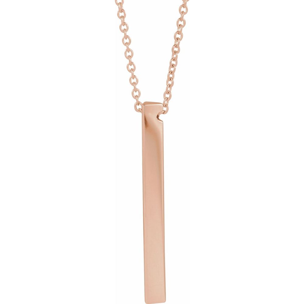 14K Rose Engravable Three Sided Bar 16-18" Necklace