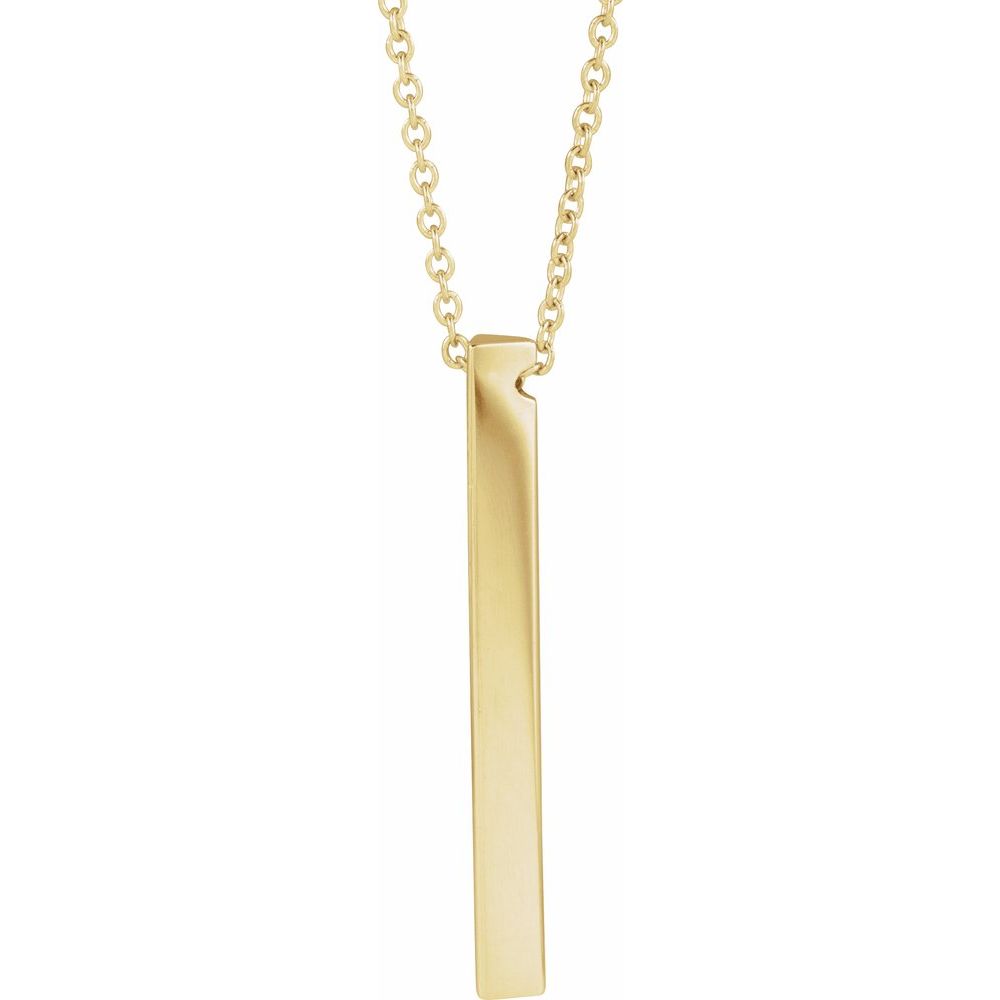 14K Yellow Engravable Three Sided Bar 16-18" Necklace