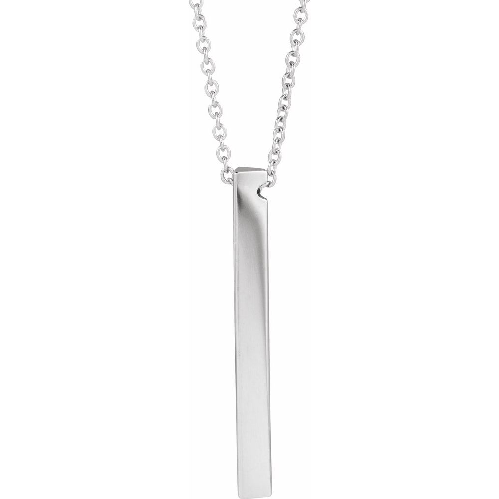 Platinum Engravable Three Sided Bar 16-18" Necklace