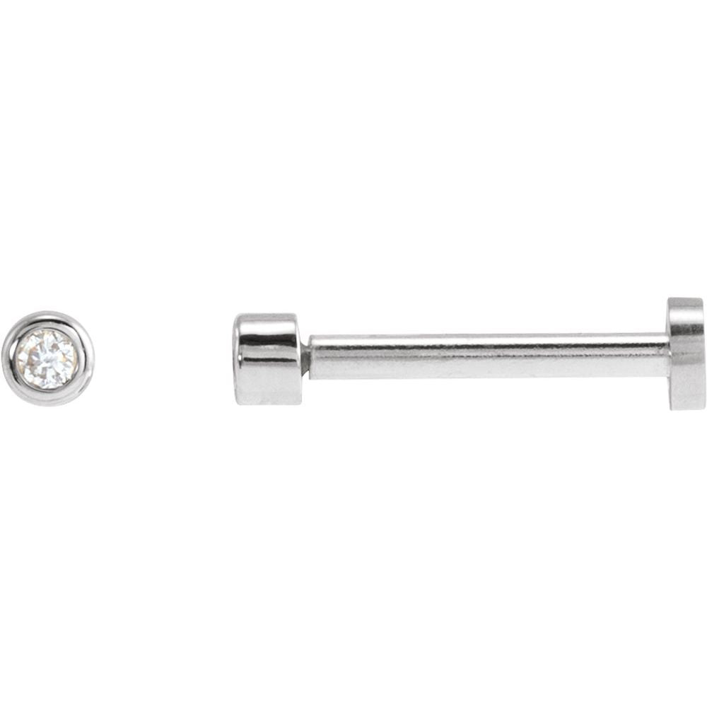 14K White .02 CT Natural Diamond Earring