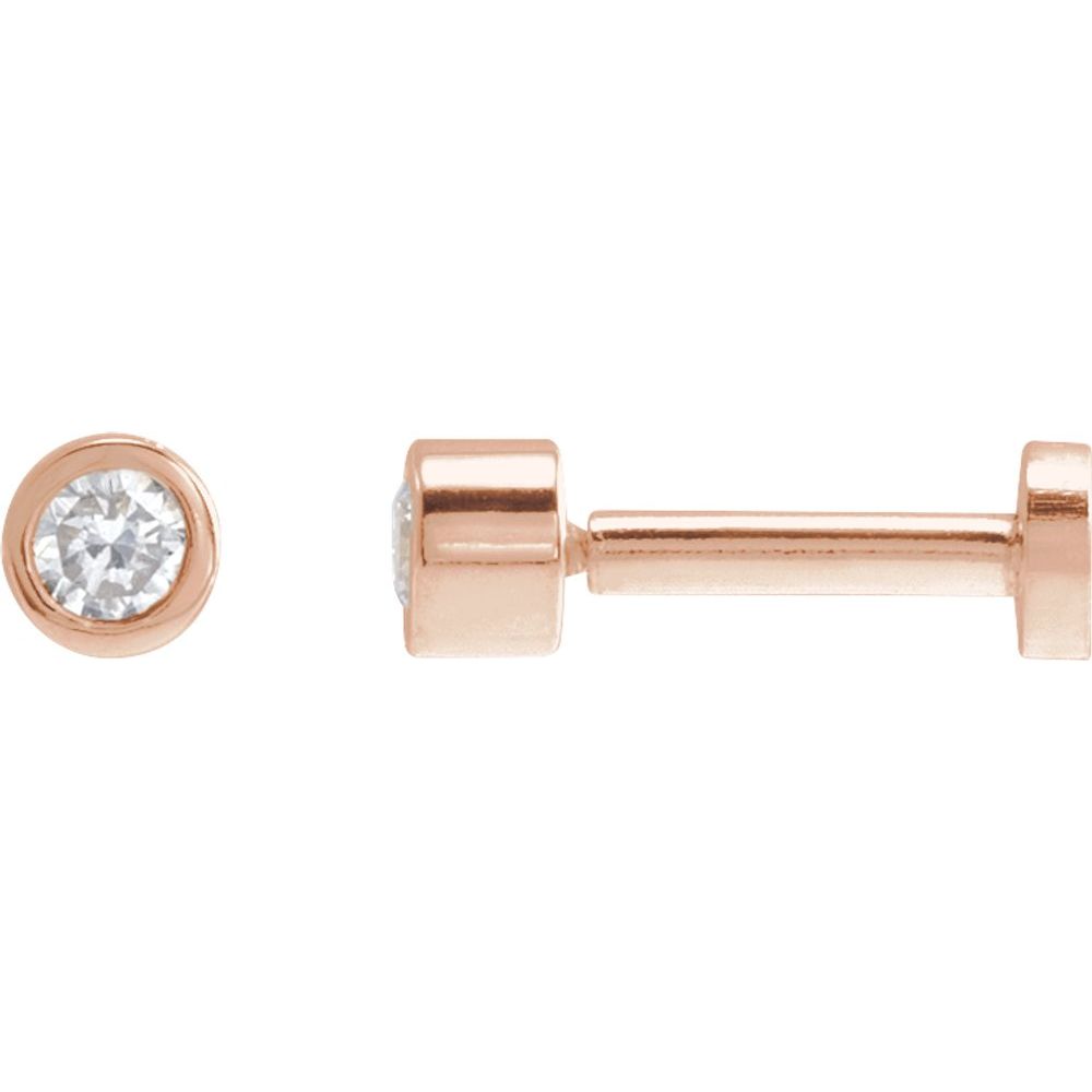 14K Rose .03 CT Natural Diamond Earring