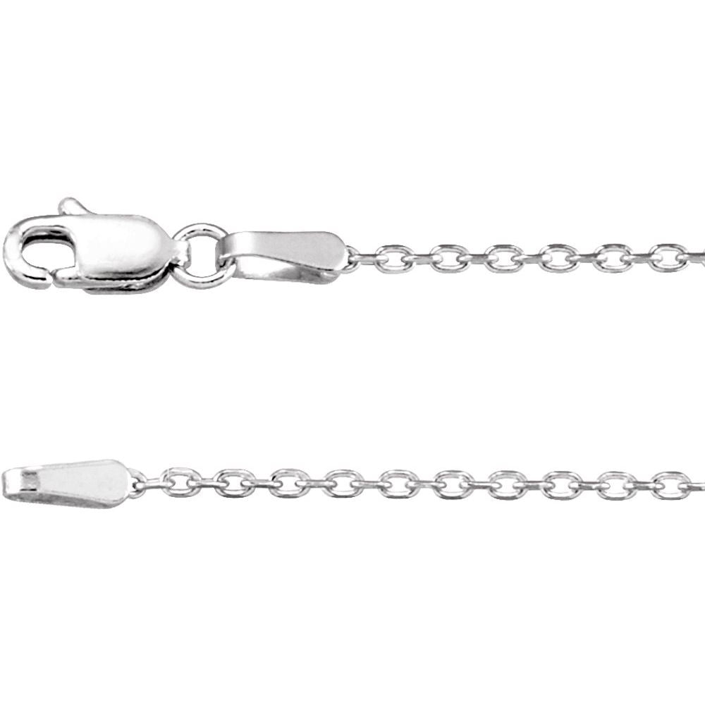 14K White 1.4 mm Diamond-Cut Cable 16" Chain