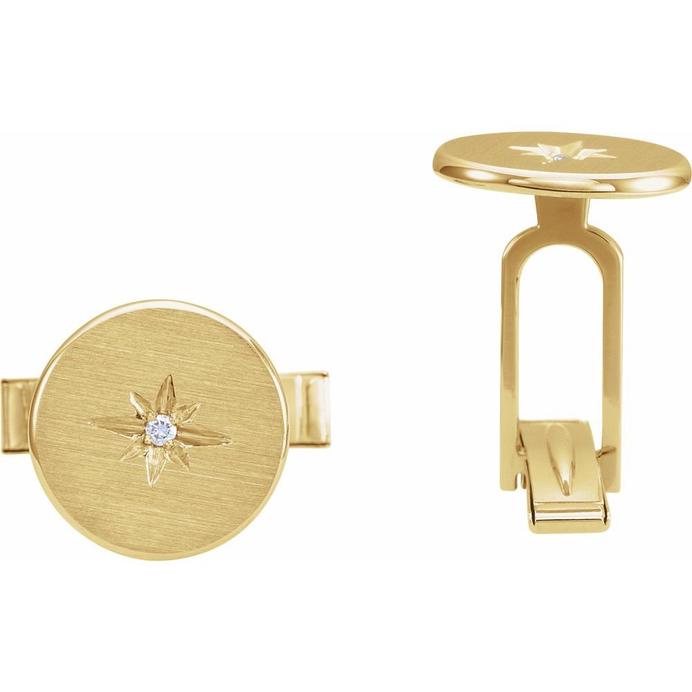 14K Yellow .03 CTW Natural Diamond Starburst Cuff Links