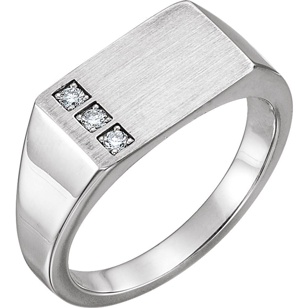 Platinum 1/10 CTW Natural Diamond Signet Ring