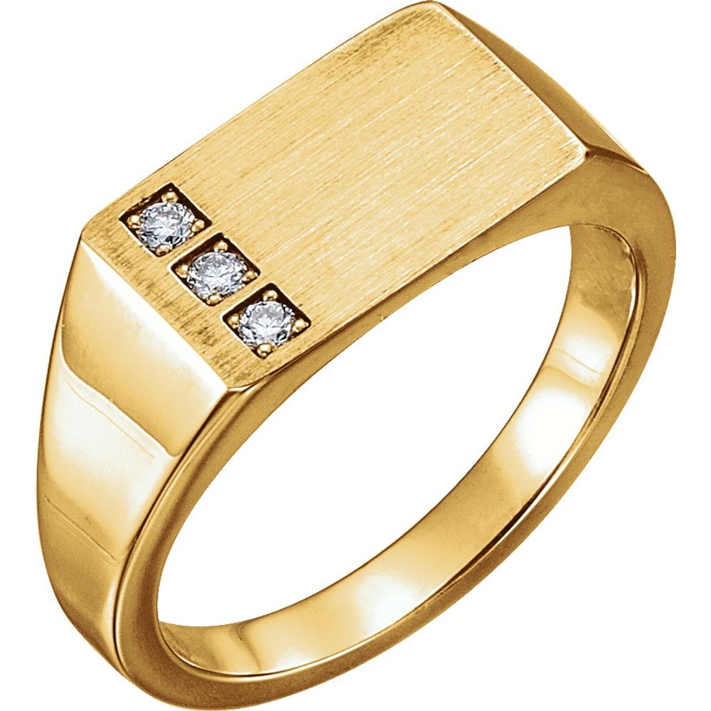 14K Yellow 1/10 CTW Natural Diamond Signet Ring