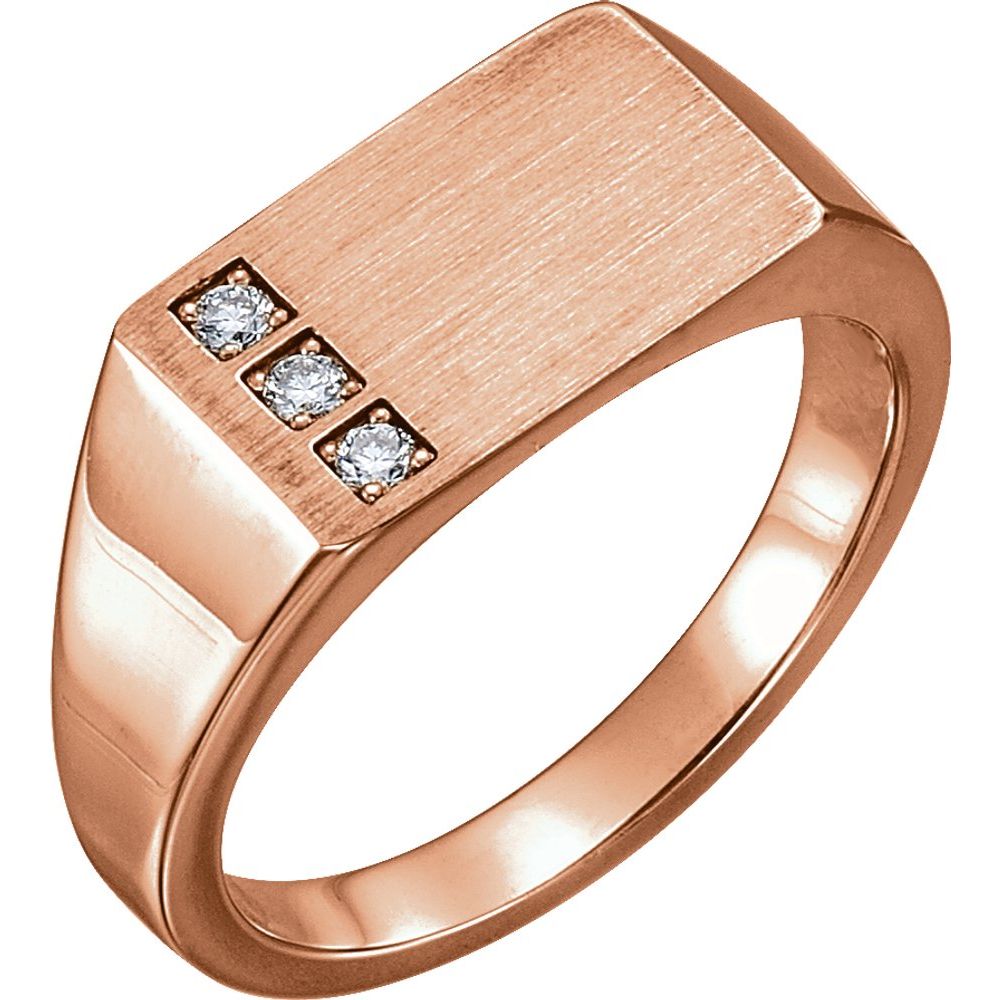 14K Rose 1/10 CTW Natural Diamond Signet Ring