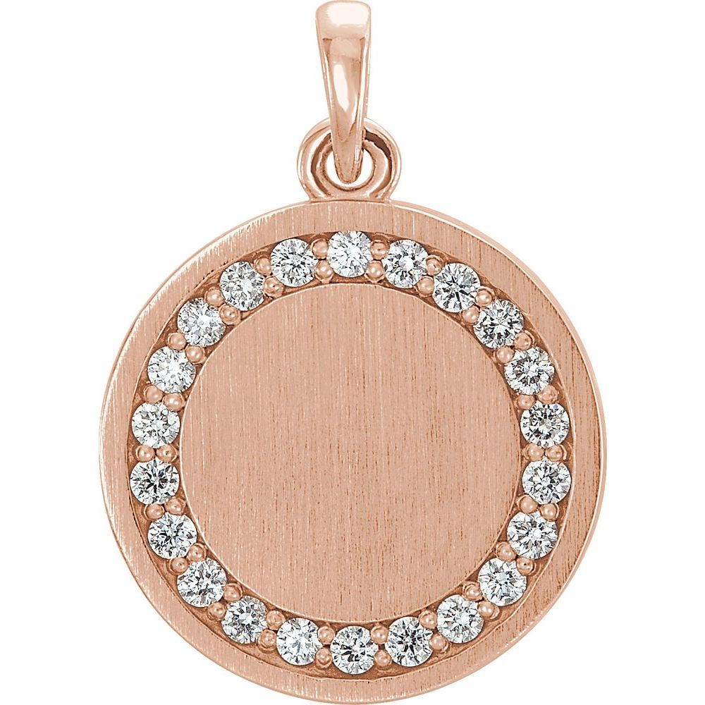 14K Rose 1/5 CTW Diamond Engravable 16-18" Necklace