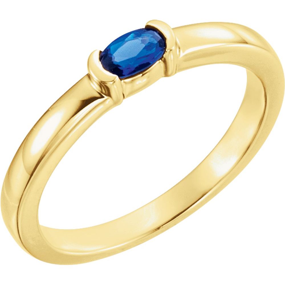 14K Yellow Lab-Grown Blue Sapphire Family Stackable Ring