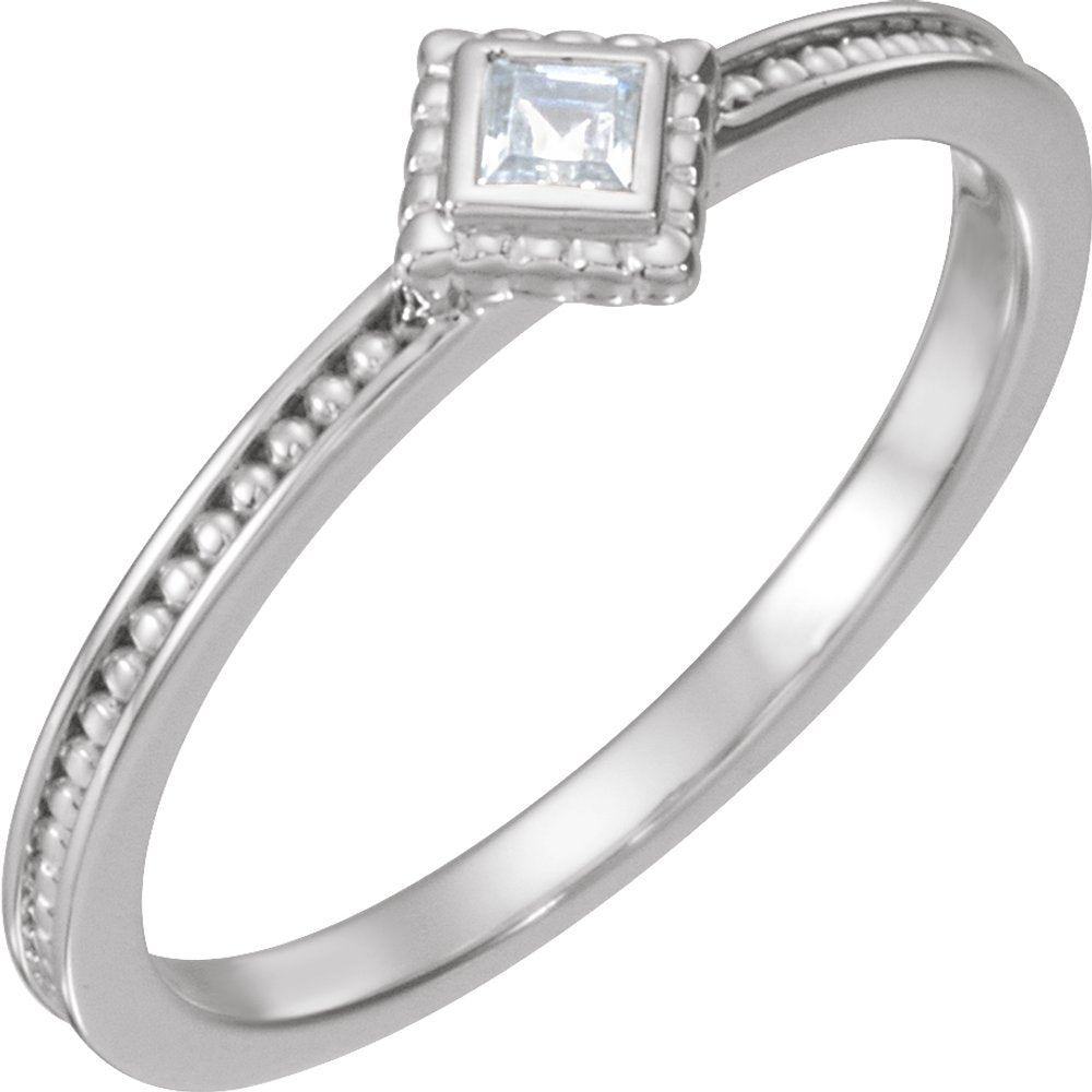 Sterling Silver Natural White Sapphire Family Stackable Ring