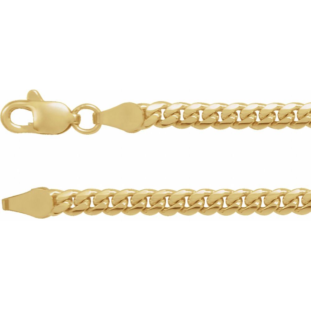 14K Yellow 3.3 mm Cuban Link Curb 24" Chain