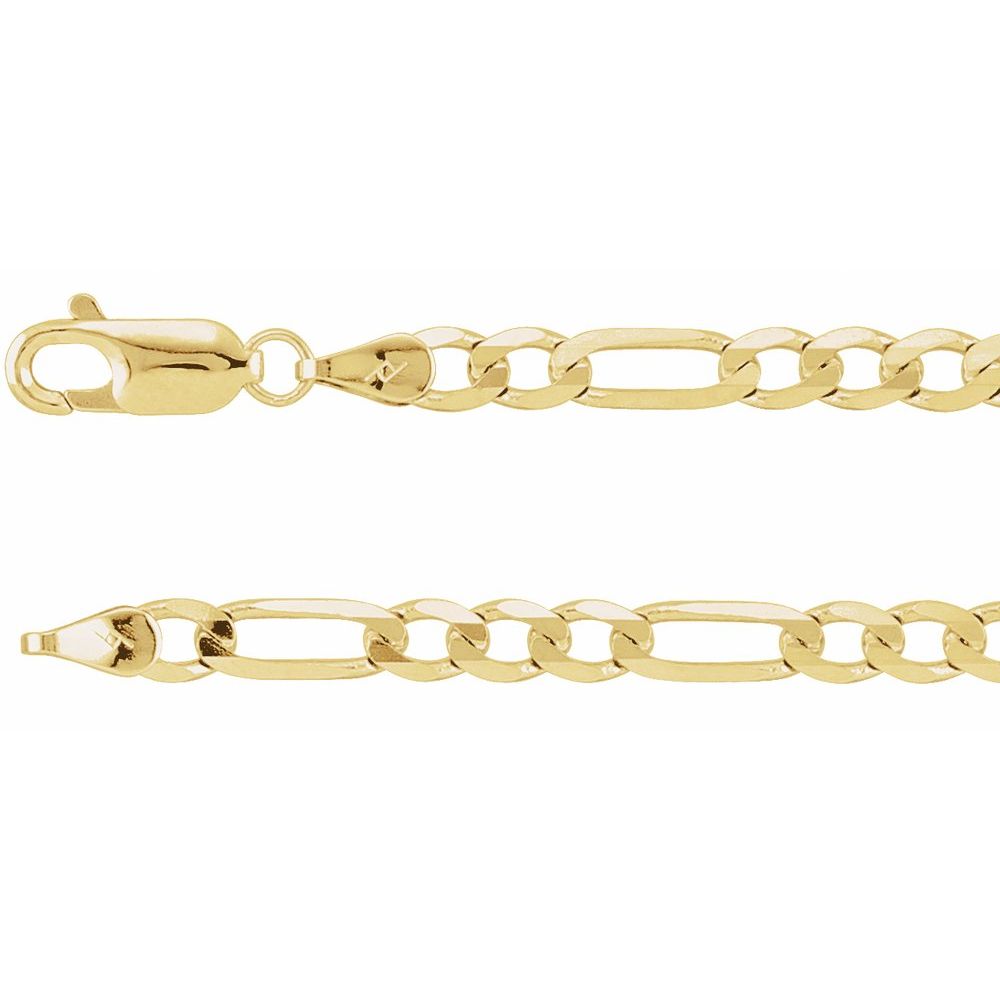 14K Yellow 4 mm Figaro 7" Chain