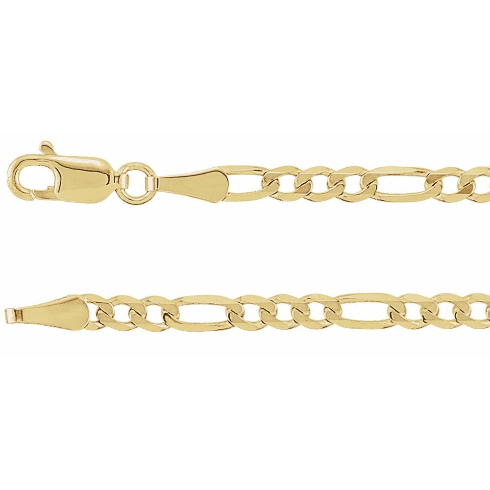 14K Yellow 3 mm Figaro 7" Chain