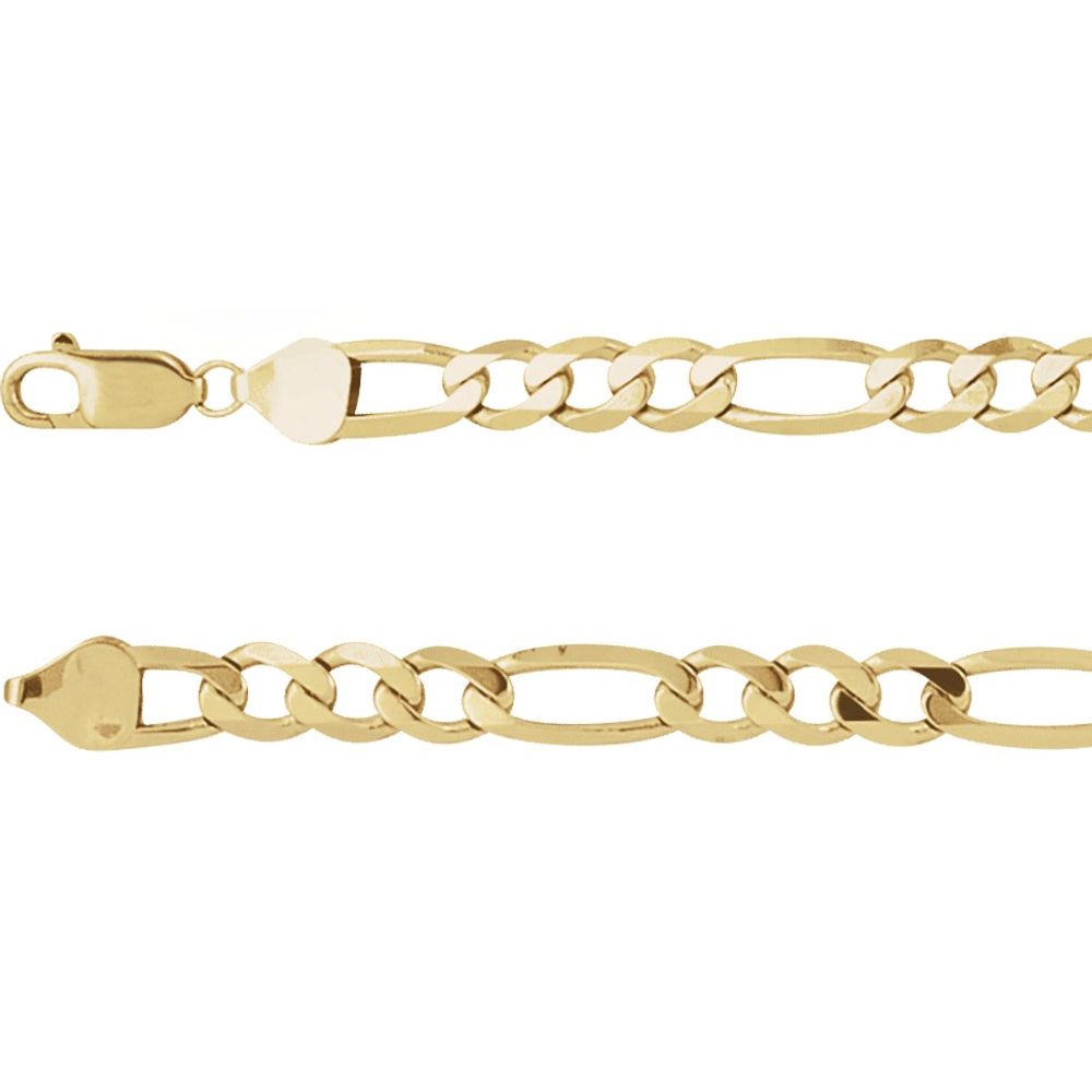 14K Yellow 6.5 mm Figaro 8" Chain