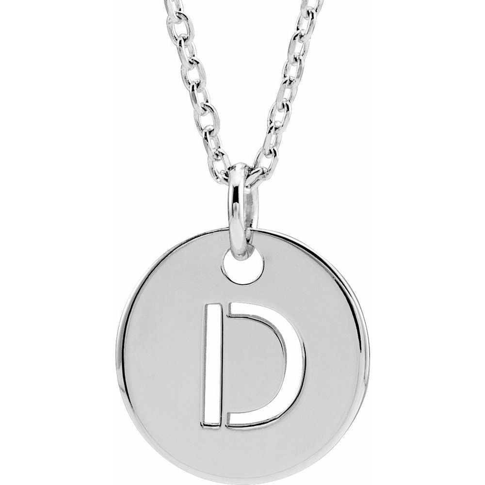 14K White Initial D 16-18" Necklace