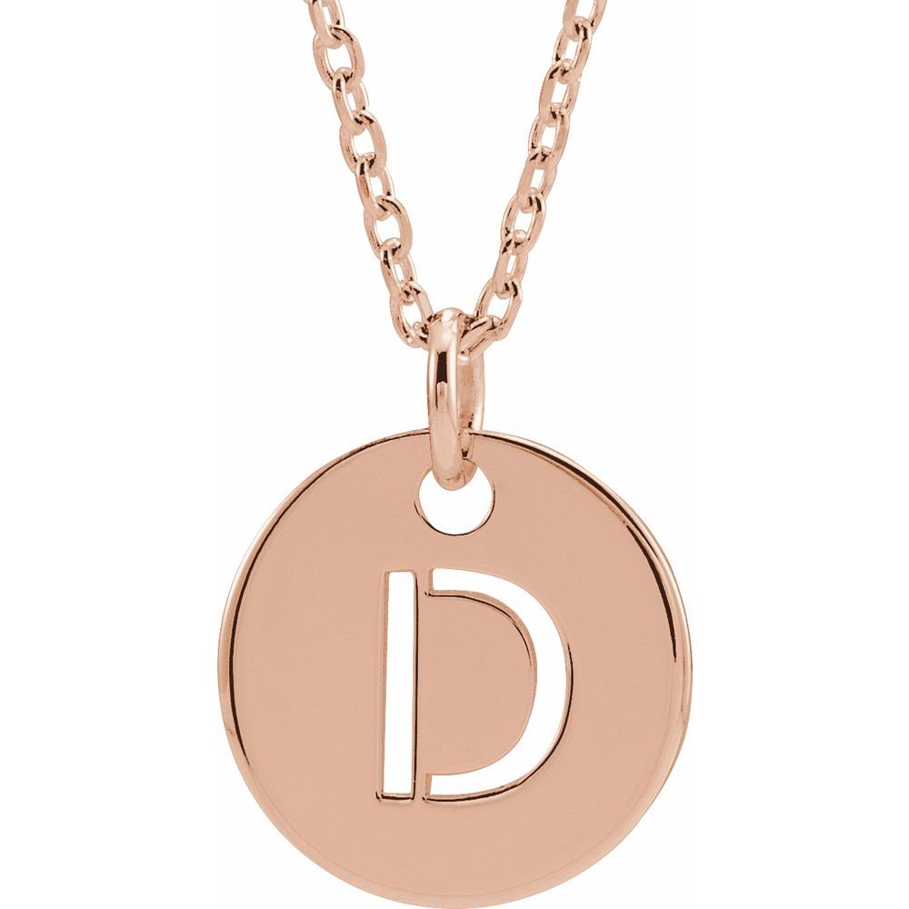 14K Rose Initial D 16-18" Necklace