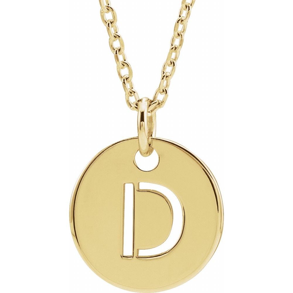 14K Yellow Initial D 16-18" Necklace