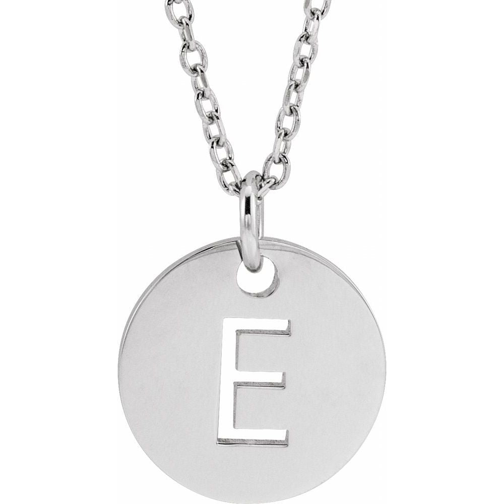 14K White Initial E 16-18" Necklace