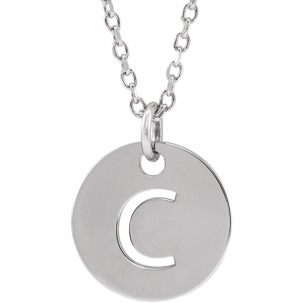 14K White Initial C 16-18" Necklace