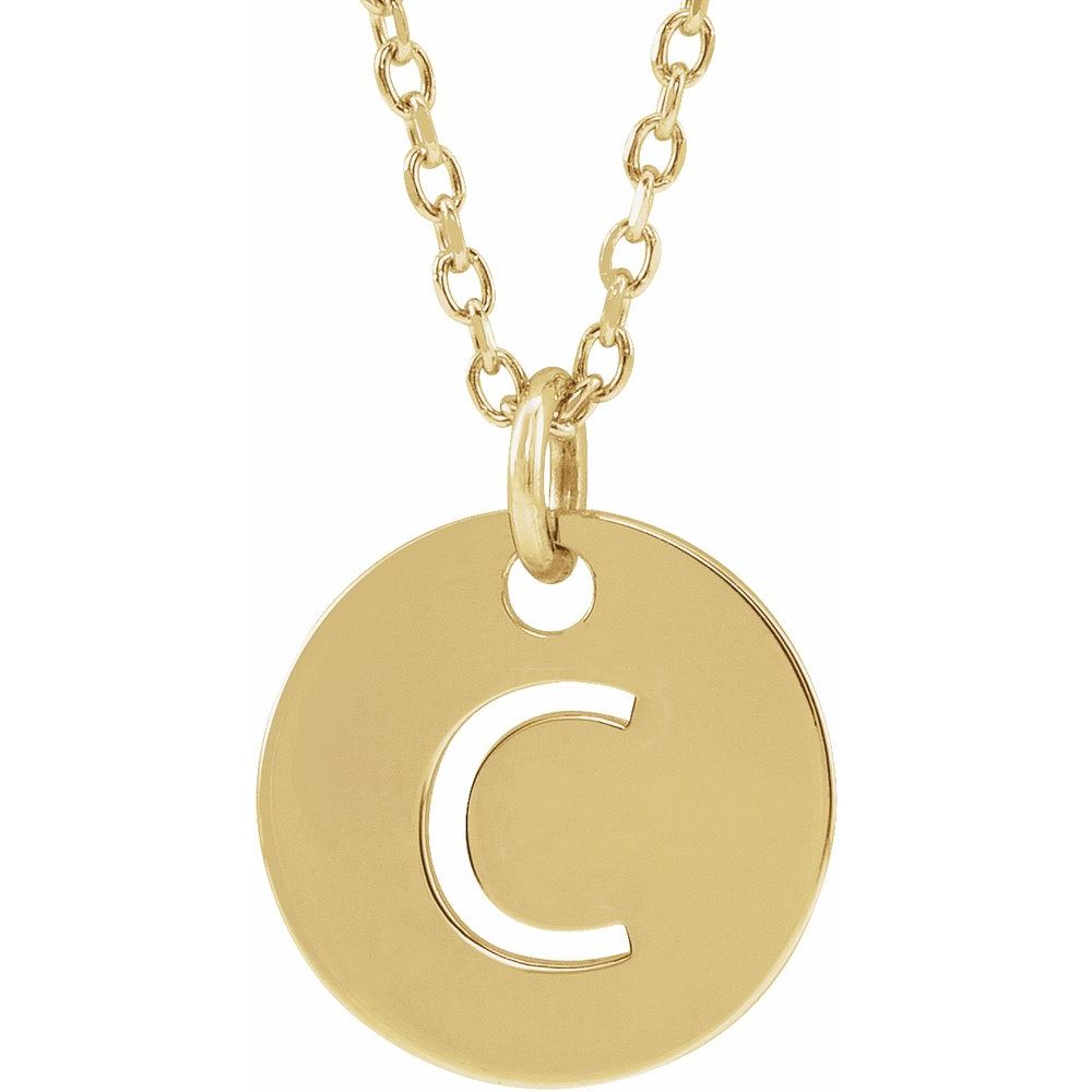 14K Yellow Initial C 16-18" Necklace