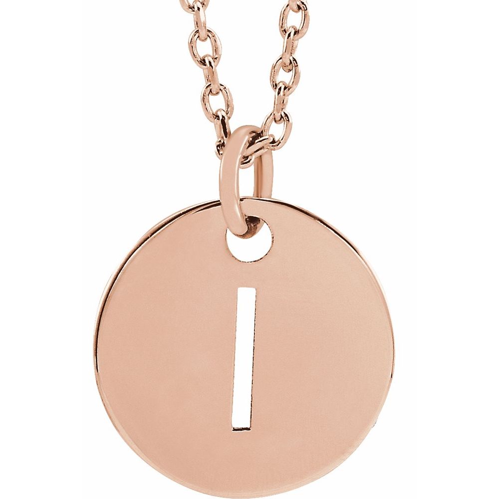 14K Rose Initial I 16-18" Necklace