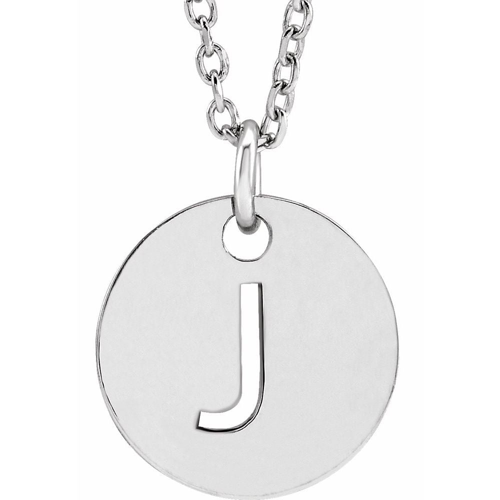 14K White Initial J 16-18" Necklace