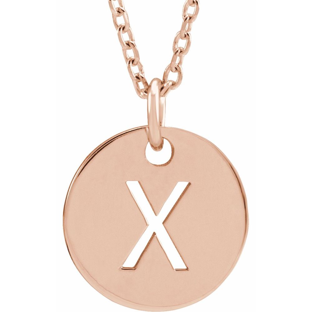 14K Rose Initial X 16-18" Necklace